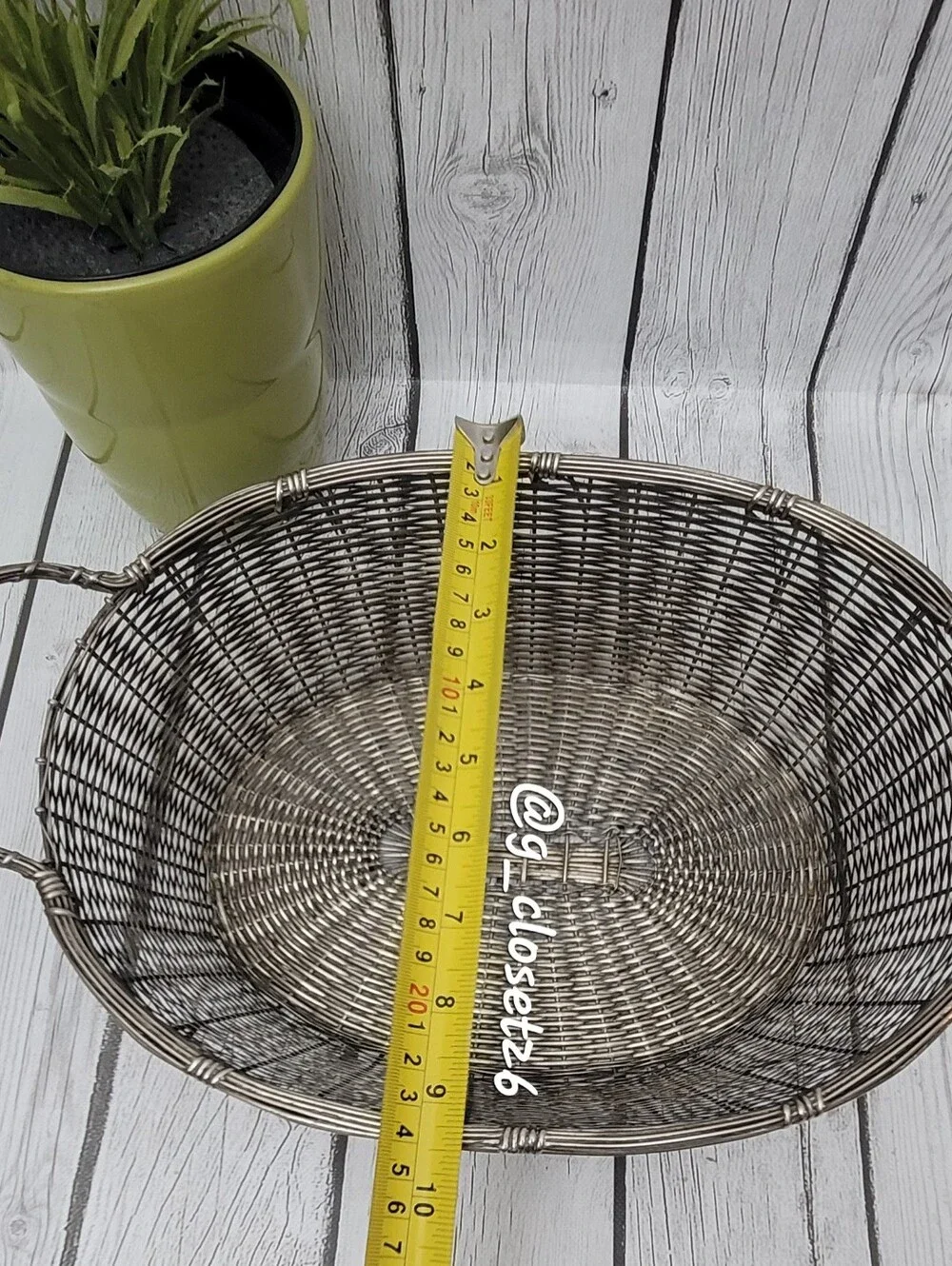 Vintage Woven Metal Serving Basket - Silver